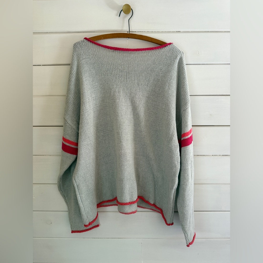 NEW Natural Life Carson Gray Smiley Face Pullover Sweater L/XL Relaxed Fit - Picture 3 of 4